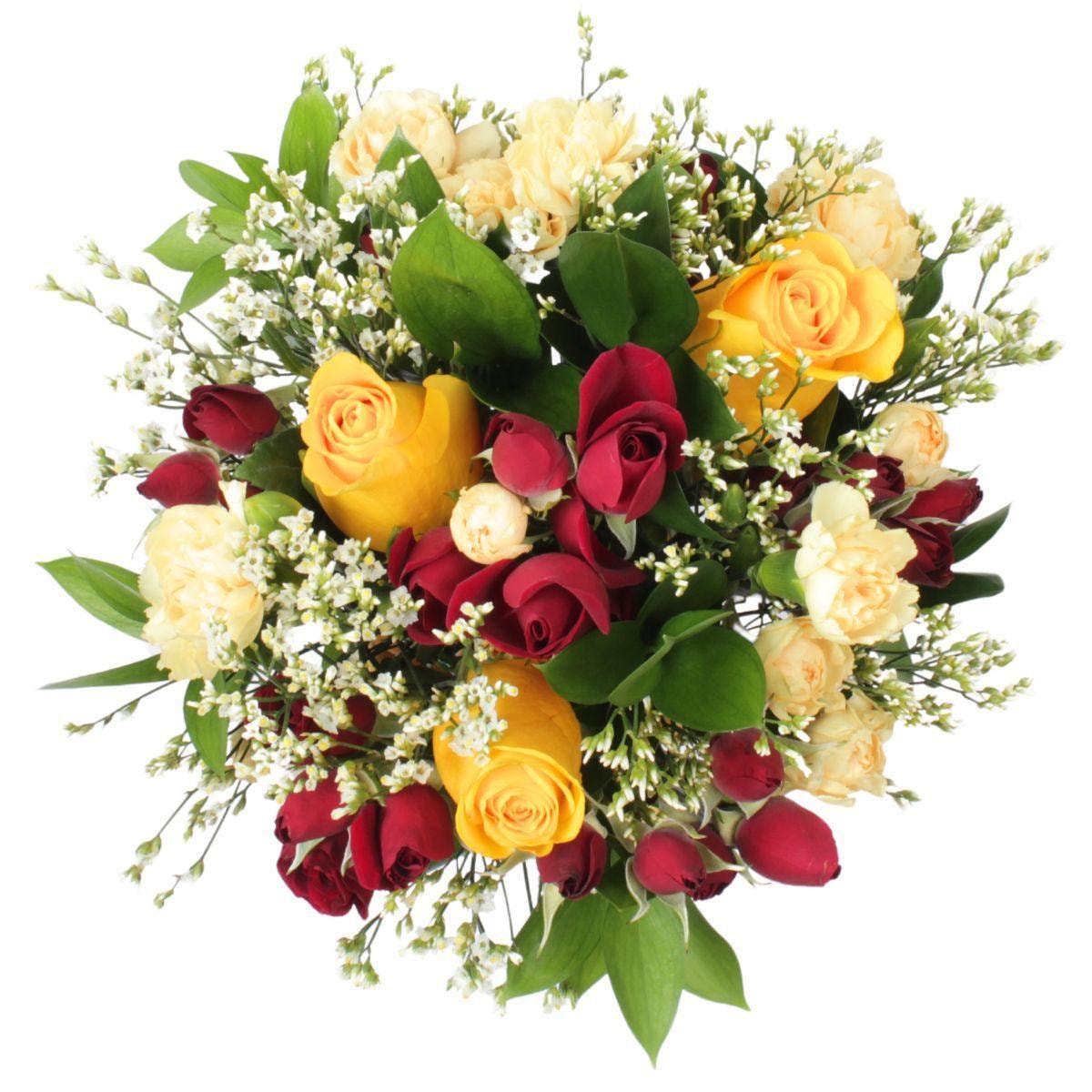 Noelia Amarillo - Florero con rosas, mini rosas, mini claveles y limonium - Imagen 3