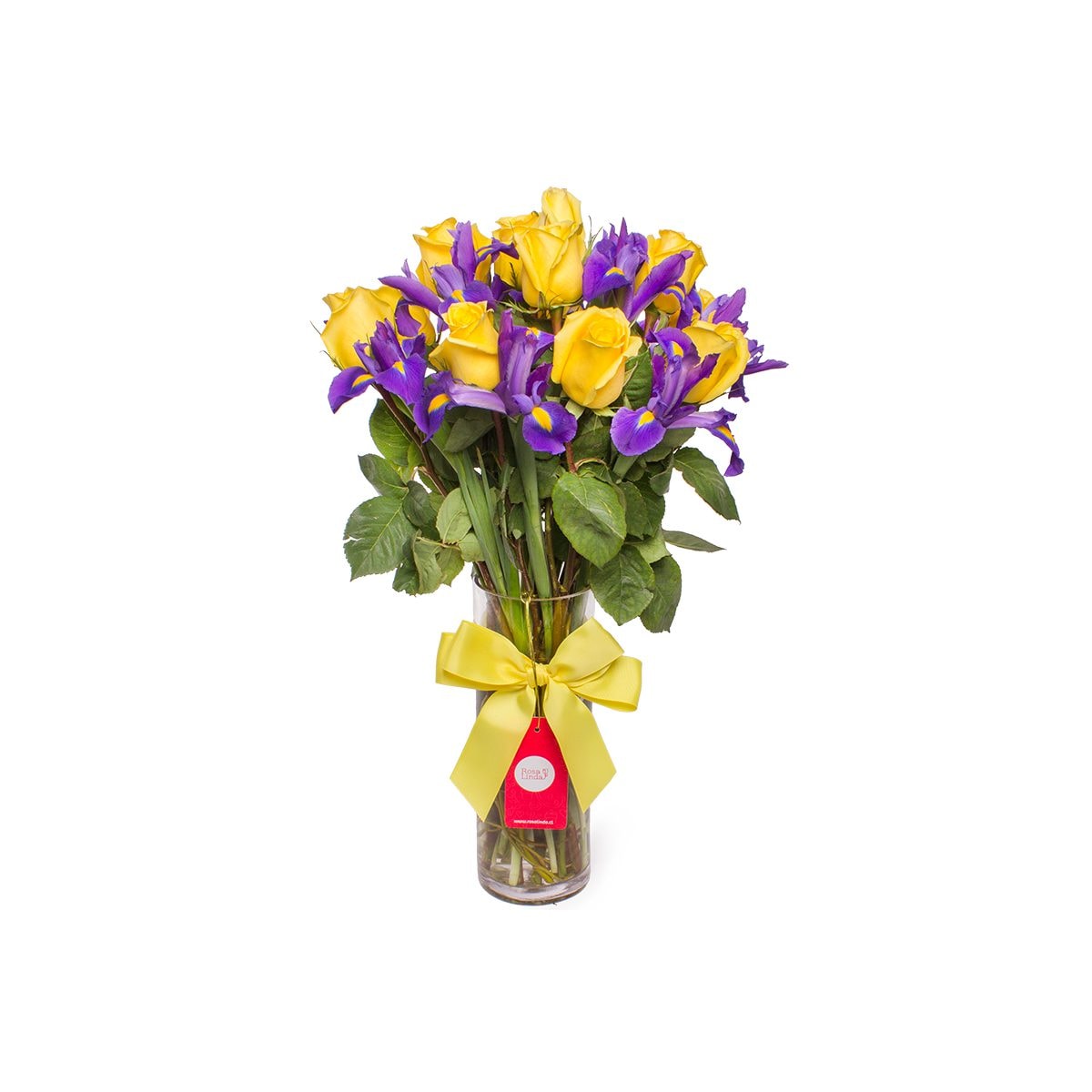 Chod - Florero iris azules rosas amarillas - Imagen 1