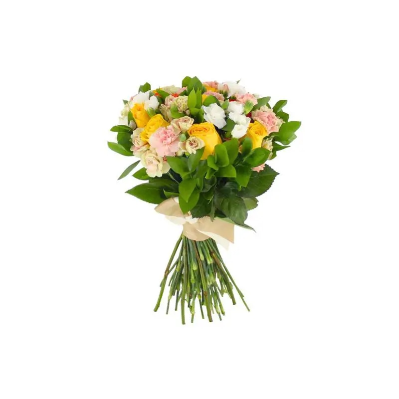 Pamela Rosas Amarillo en Ramo - Ramo con con rosas amarillo y mini claveles