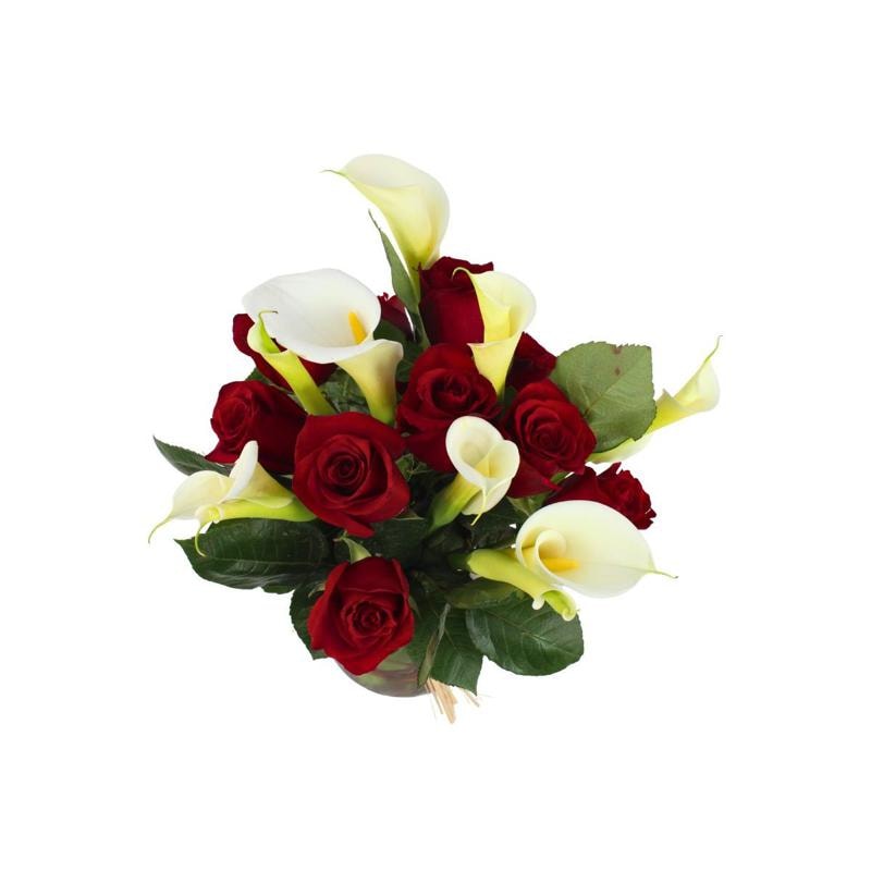 Calas y rosas en florero - arreglo calas y rosas rojo - Imagen 4