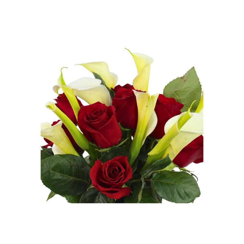 Calas y rosas en florero - arreglo calas y rosas rojo - Imagen 5