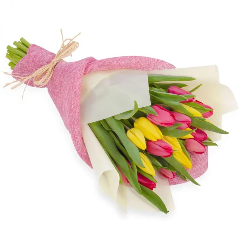 Ramo Tulipanes Amarillo y Fucsia - Ramo con 20 tulipanes