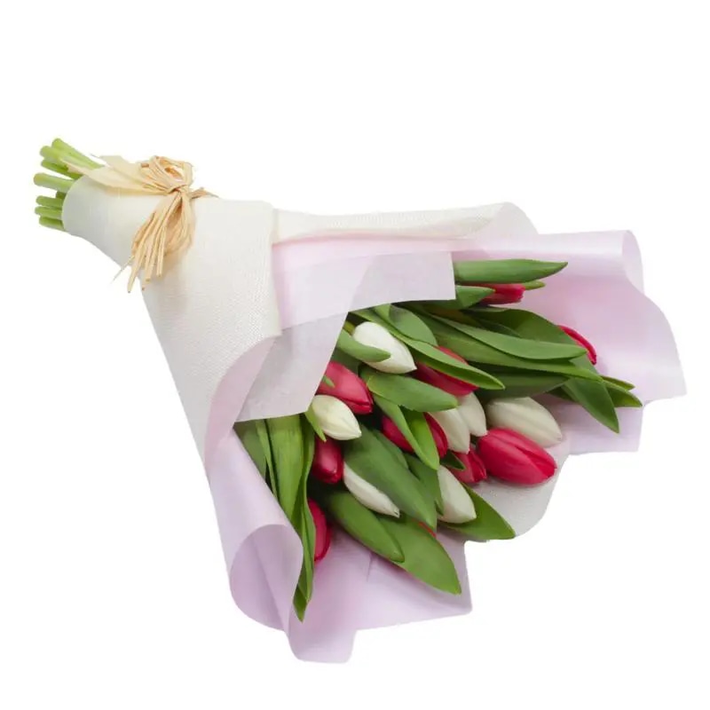 Ramo Tulipanes Fucsia y Blanco - Ramo con 20 tulipanes