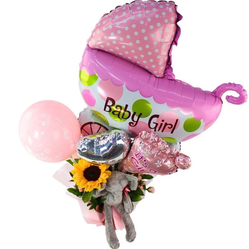 Mix de globos: Alegre llegada Baby Girl - Imagen 1