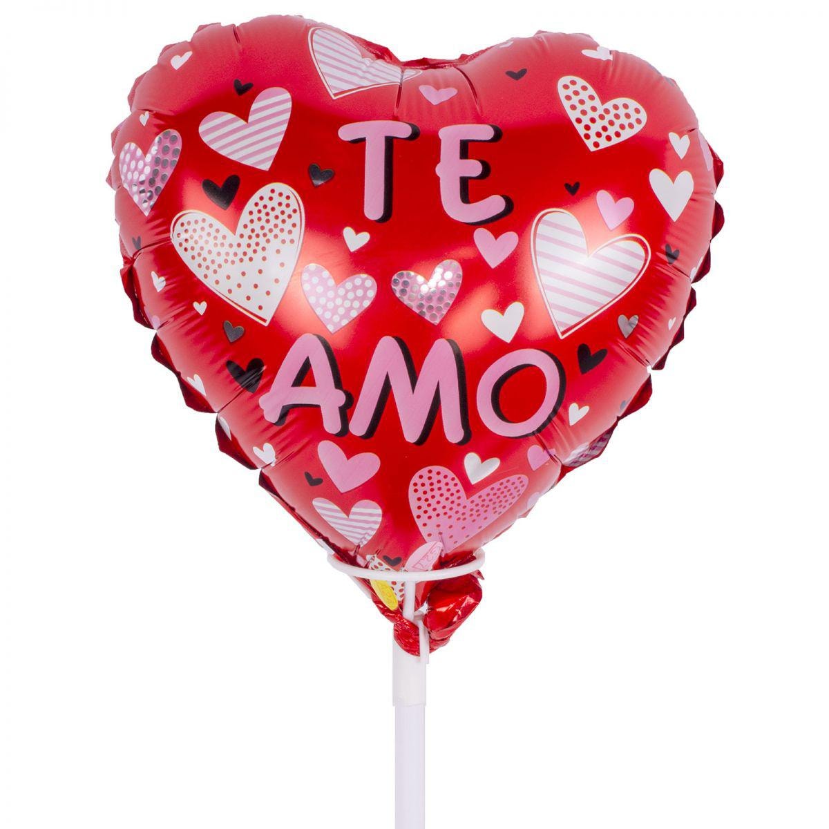 Globo Te amo corazón rosado y rojo 22cm - Imagen 1
