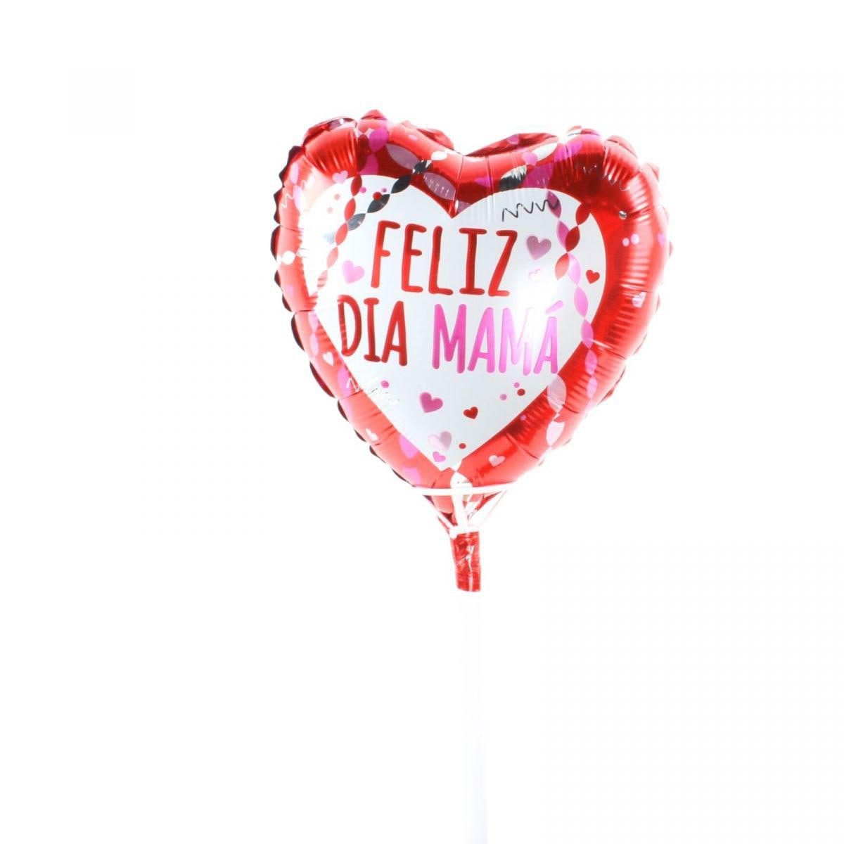 Globo corazón Feliz Día Mamá con corazoncitos 20cm - Imagen 1
