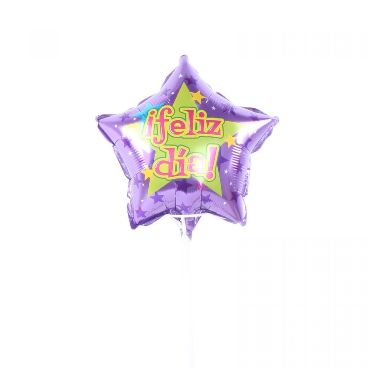 Globo Feliz Día estrella morada 20cm - Imagen 1
