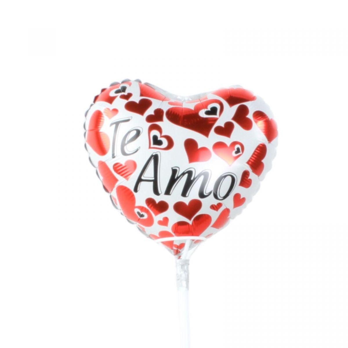 Globo Te amo Corazón blanco y rojo 22cm - Imagen 1