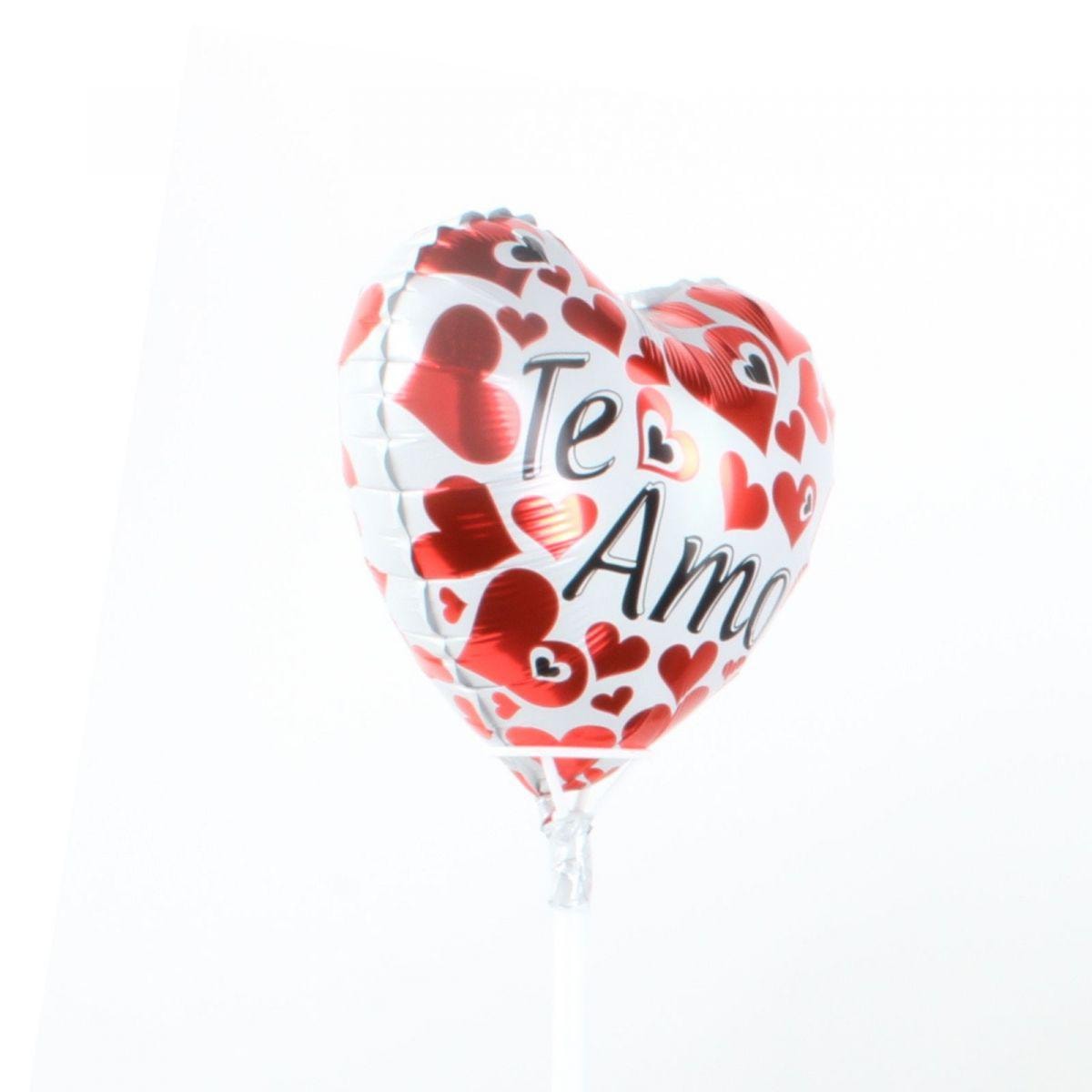 Globo Te amo Corazón blanco y rojo 22cm - Imagen 3