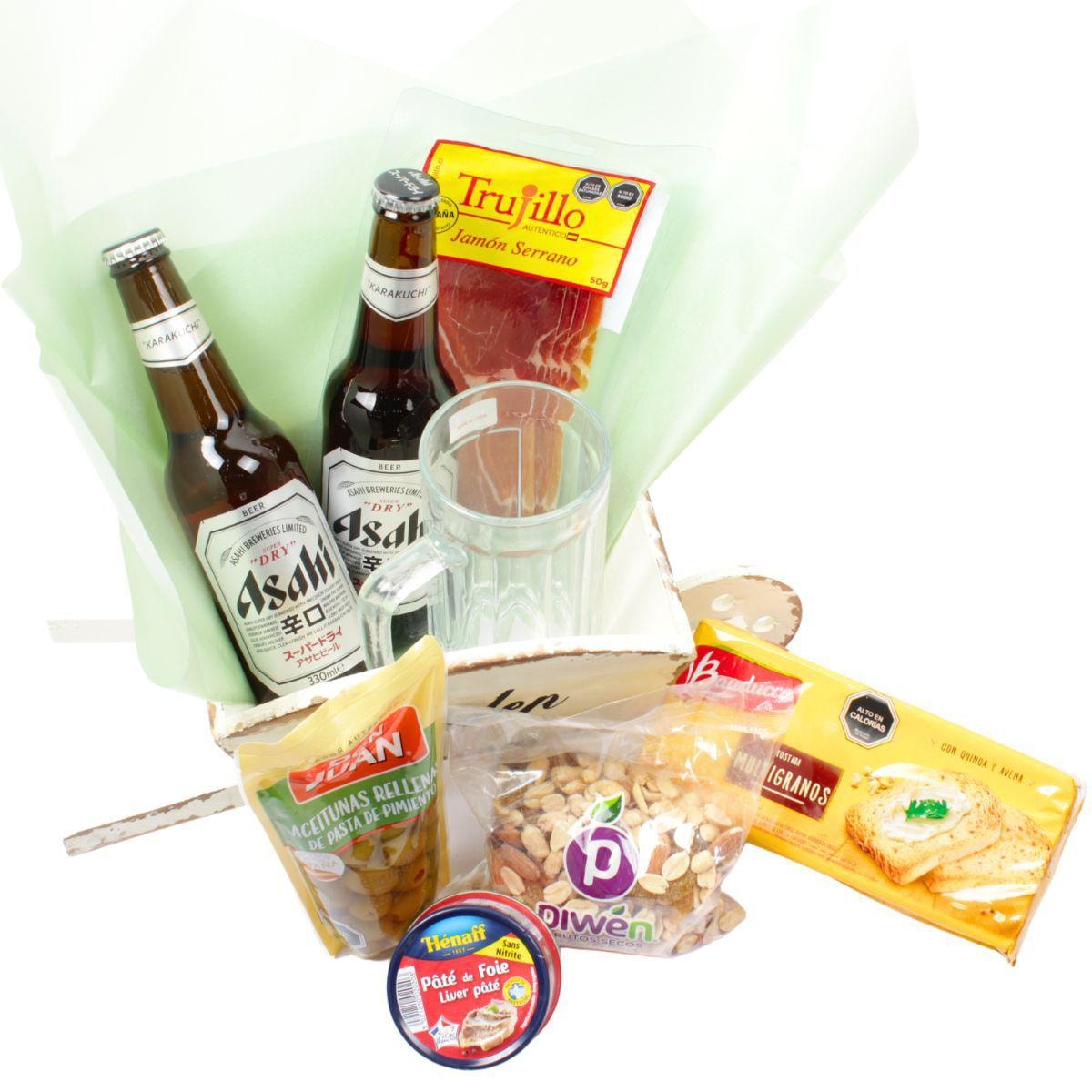 Set de Regalo Cervezas Asahí - Carretilla con cervezas y picoteo - Imagen 1