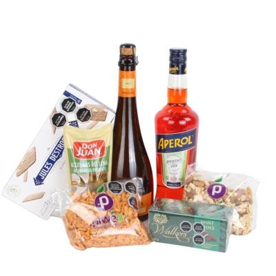Set de Regalo Coctel - Canasto de regalo con espumante, aperol, chocolates y picoteo - Imagen 2