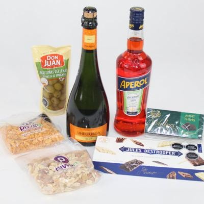 Set de Regalo Coctel - Canasto de regalo con espumante, aperol, chocolates y picoteo - Imagen 3