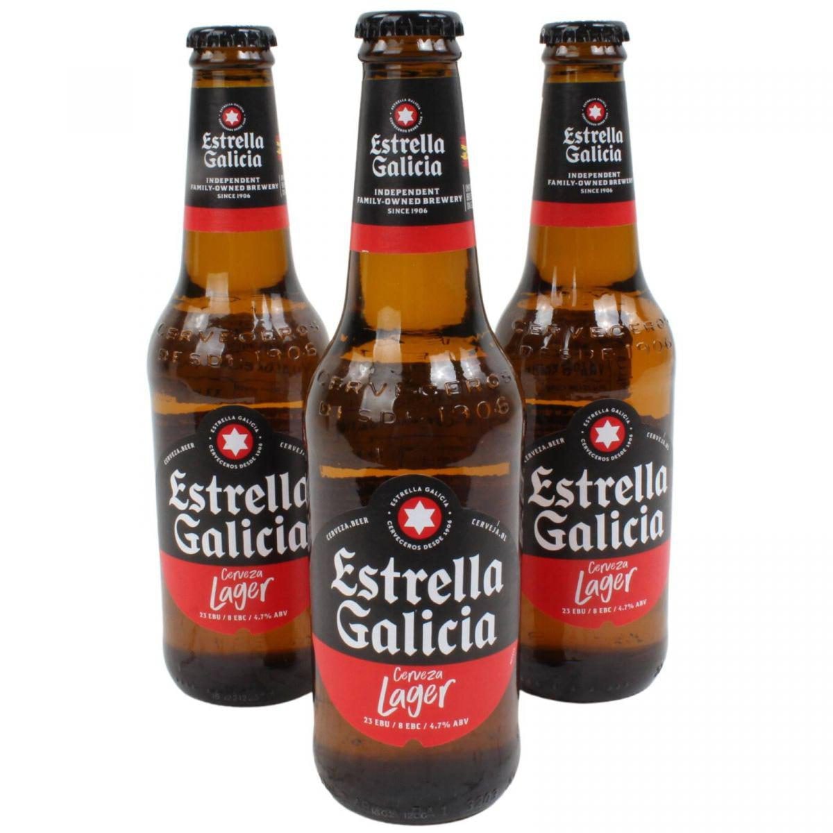 Set de 3 Cervezas Estrella Galicia - Trio de cervezas Estrella Galicia Lager de 330 ml - Imagen 1