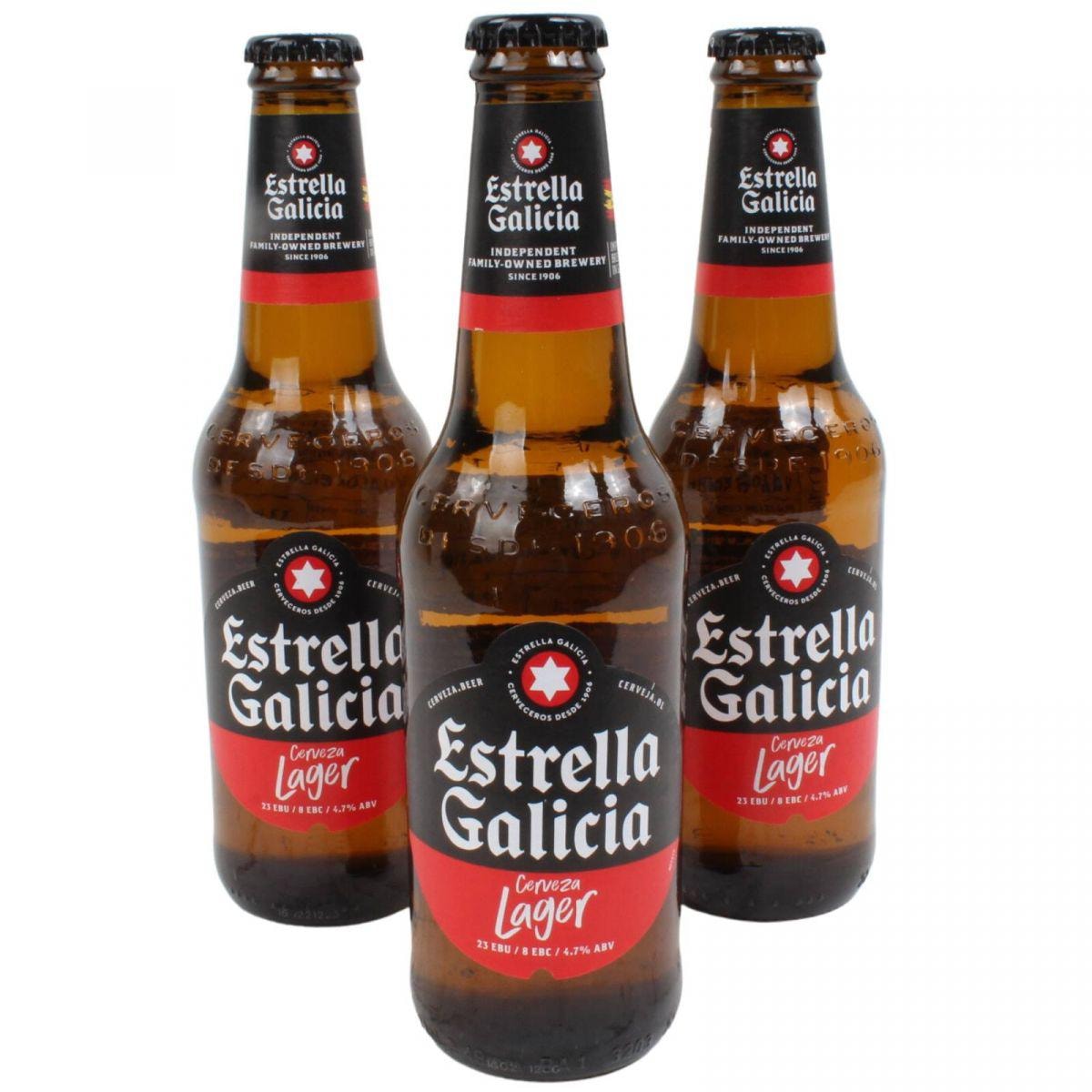 Set de 3 Cervezas Estrella Galicia - Trio de cervezas Estrella Galicia Lager de 330 ml - Imagen 1