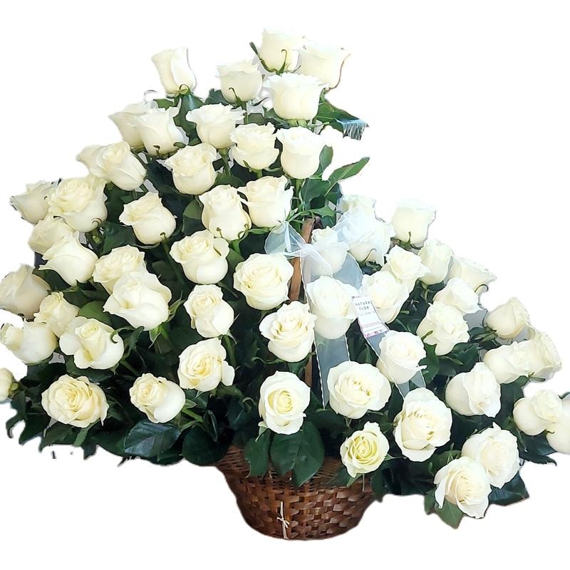 "Paz Eterna" - Arreglo de 60 Rosas Blancas para Condolencias - Imagen 1