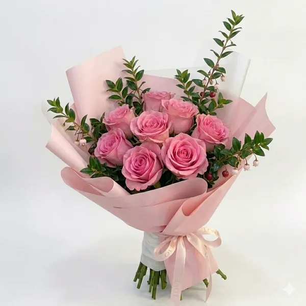 Bouquet 9 rosas - Rosadas