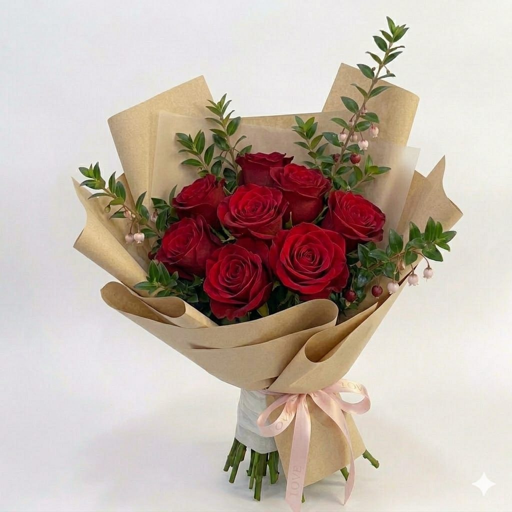 Bouquet 9 Rosas Rojo - Imagen 1