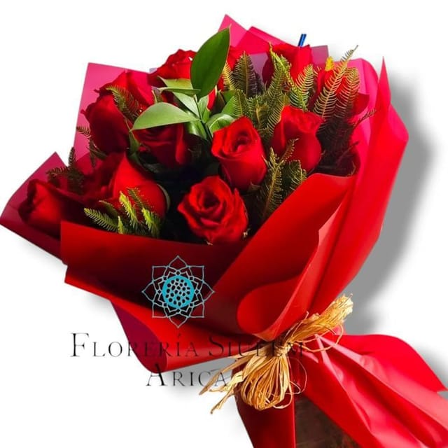 Encanto - 12 Rosas Rojas, Color del papel a elección