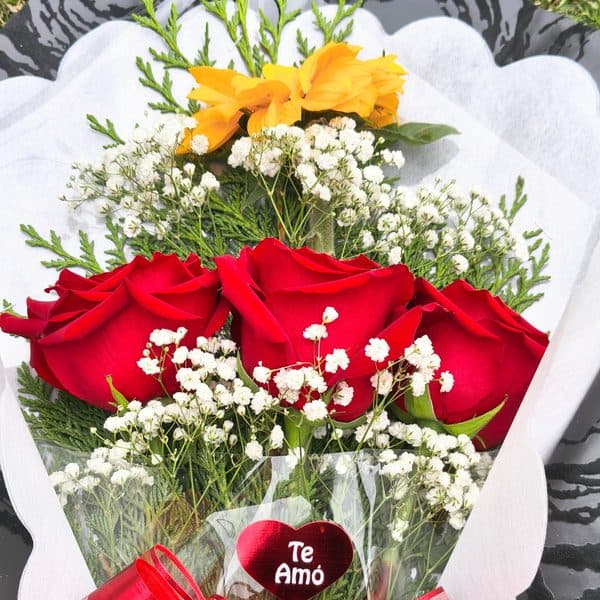 Ramo detalle Girasol y rosas