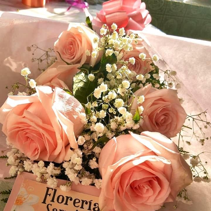 Ramo de 5 rosas rosadas - Imagen 1