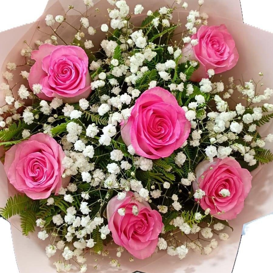 Ramo 6 Rosas Rosadas Premium - Imagen 1