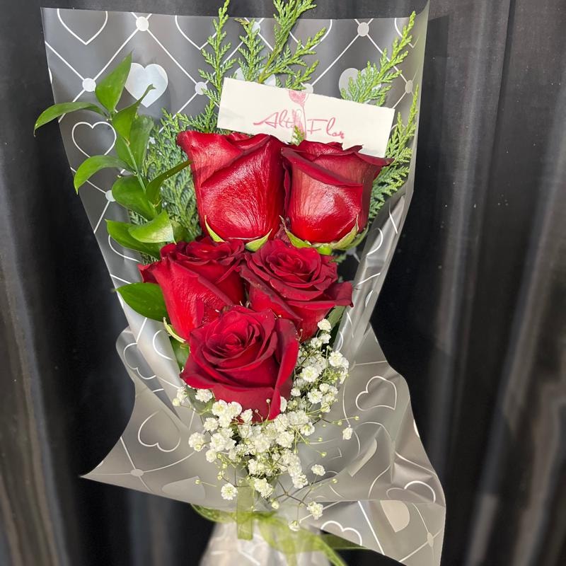 Ramo de 5 rosas rojas - Imagen 1