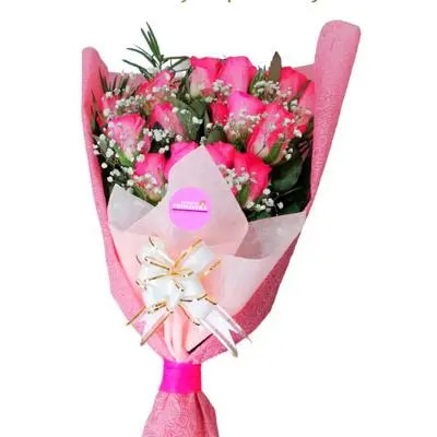 Bouquet docena rosas rosadas