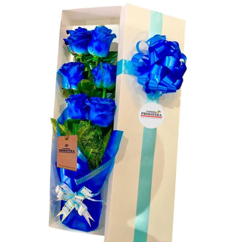 Caja vertical de rosas azules - Imagen 1