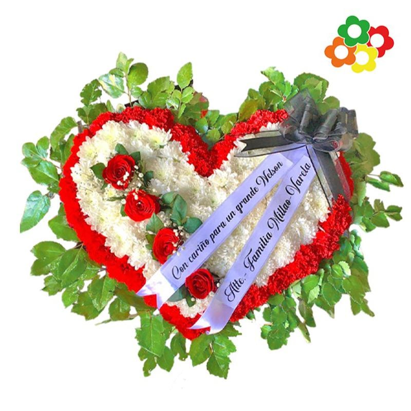ofrenda corazon encintado y rosas - Imagen 1