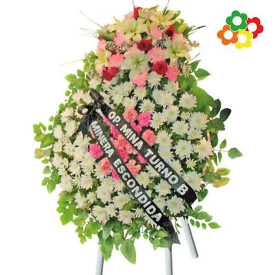Ofrenda circular + mix de flores y encintado