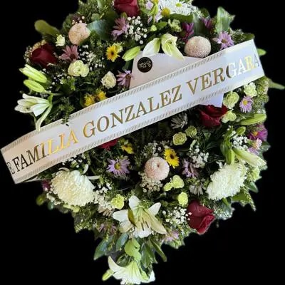 Corona de Condolencias con Texto – Flor de Café
