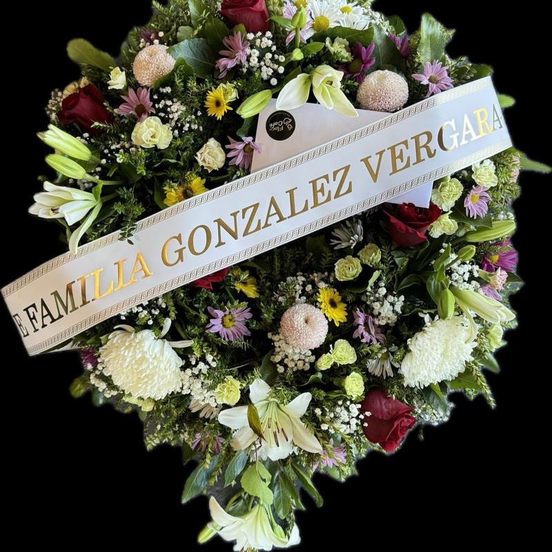 Corona de Condolencias con Texto – Flor de Café - Imagen 1
