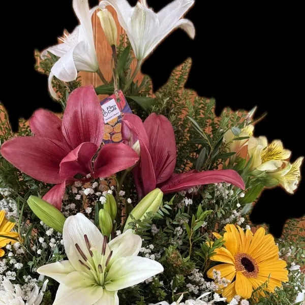 Pie de Urna de Condolencias 2 – Flores Mixtas | Flor de Café