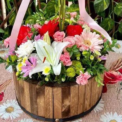 cilindro madera flores mix