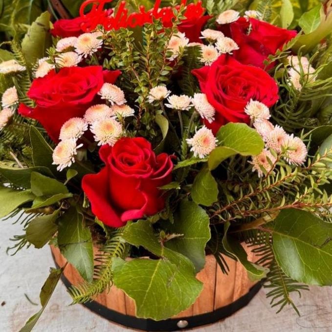 cilindro madera rosas - Imagen 1