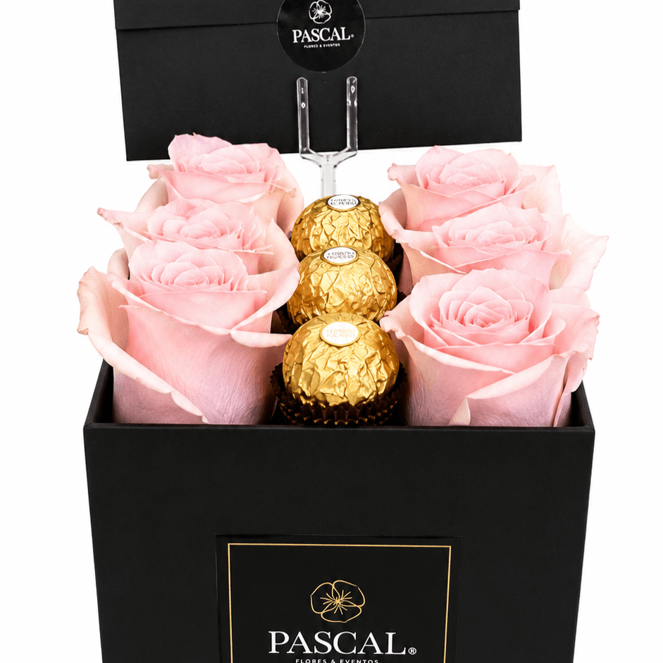 Caja de 6 rosas + 4 bombones ferrero - Imagen 1