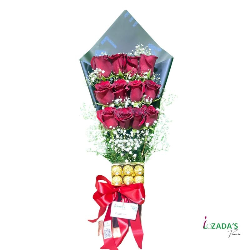 Amor en Estilo - Ramo de 12 Rosas y Bombones - Imagen 1