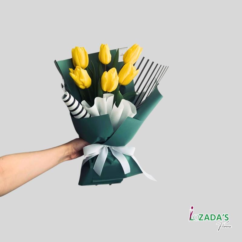 Ramo de 6 Tulipanes Amarillos- Amor Radiante - Imagen 1