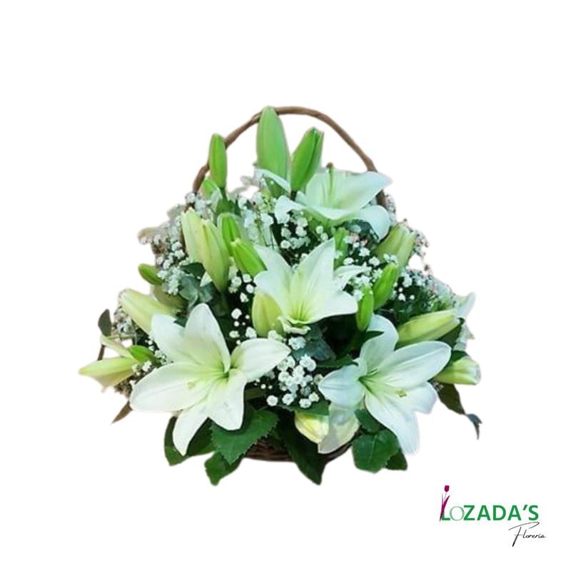 Amor Eterno - Cesta de liliums blancos - Imagen 1
