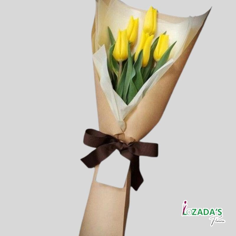 Ramo de 5 Tulipanes Amarillos - Imagen 1