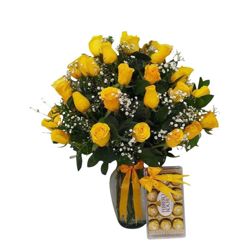 Abrazo - Florero de Rosas Amarillas y Bombones - Personaliza - Imagen 1