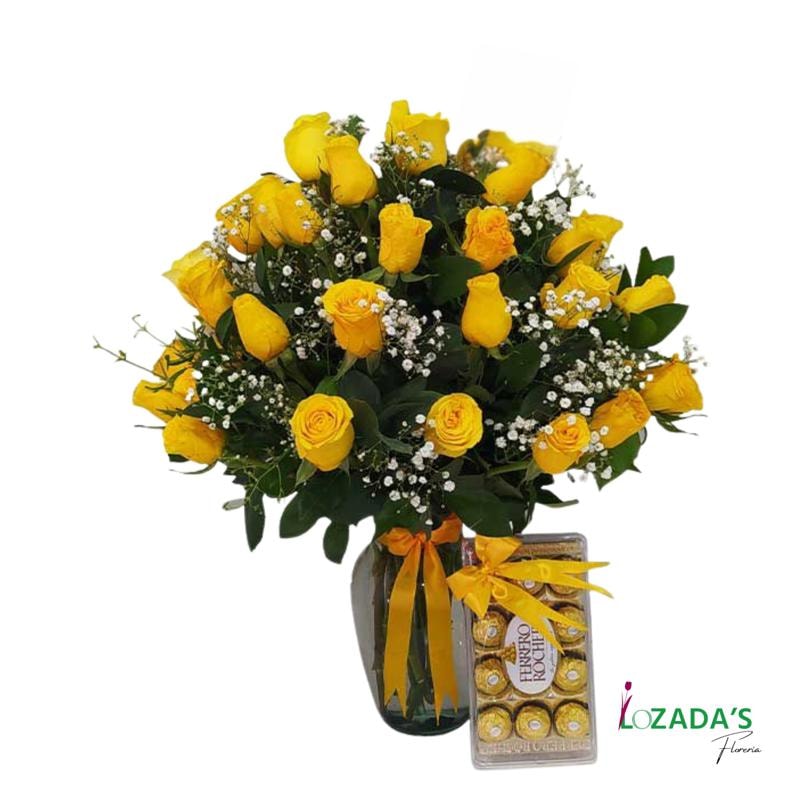 Abrazo - Florero de 30 Rosas Amarillas - Imagen 1