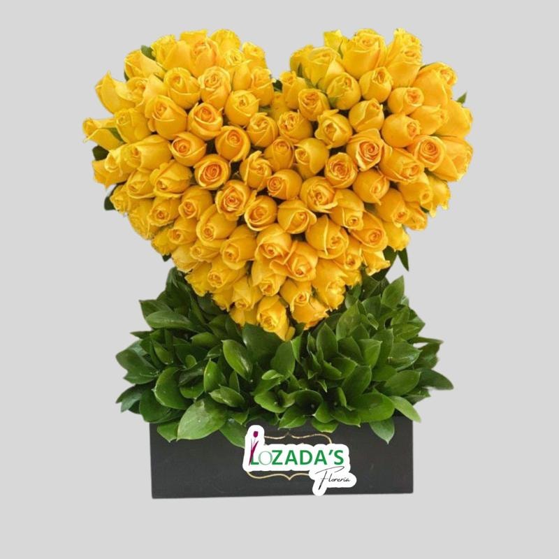 Amor Radiante - Corazón de 100 Rosas Amarillas - Imagen 1