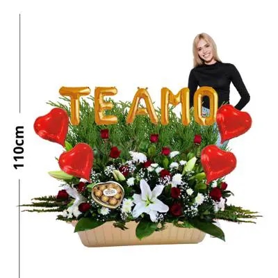 Rosa de mi Jardín 🌹- Jardín de 15 Rosas, Globos y Bombones