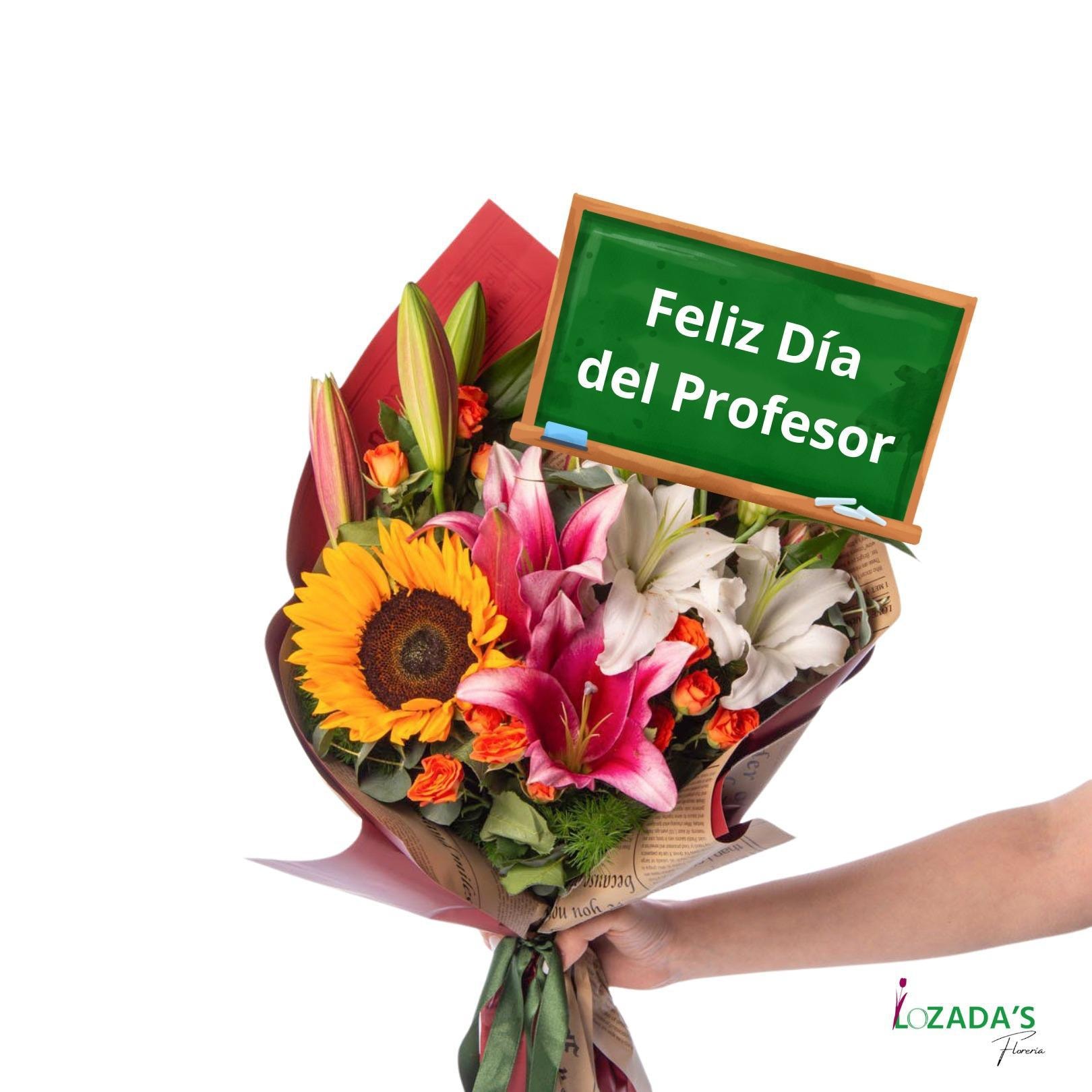 Perfección Día del Profesor -Trio de Liliums y Girasol - Imagen 1