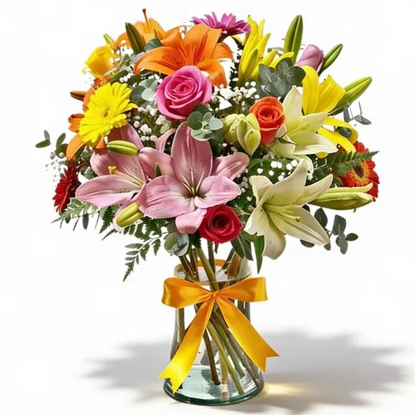 Florero con Flores Mixtas Primaverales - Elige Cantidad