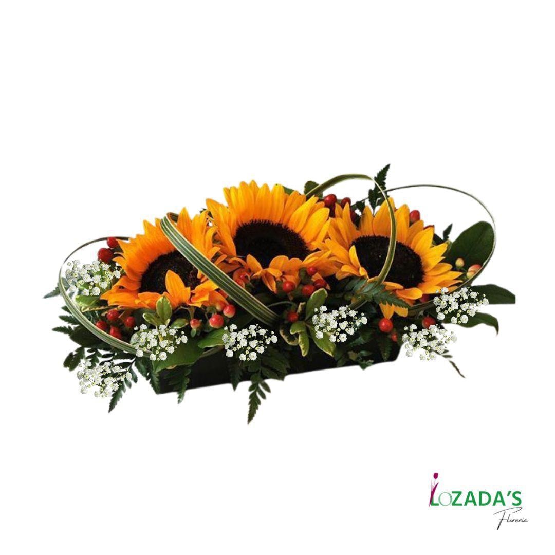 Centro De Mesa con 3 girasoles - Imagen 1
