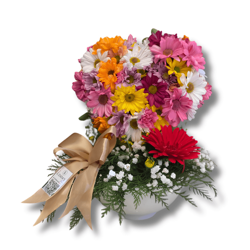 Alegría del Amor- Corazón Floral Aéreo en tonos Primaverales - Imagen 1