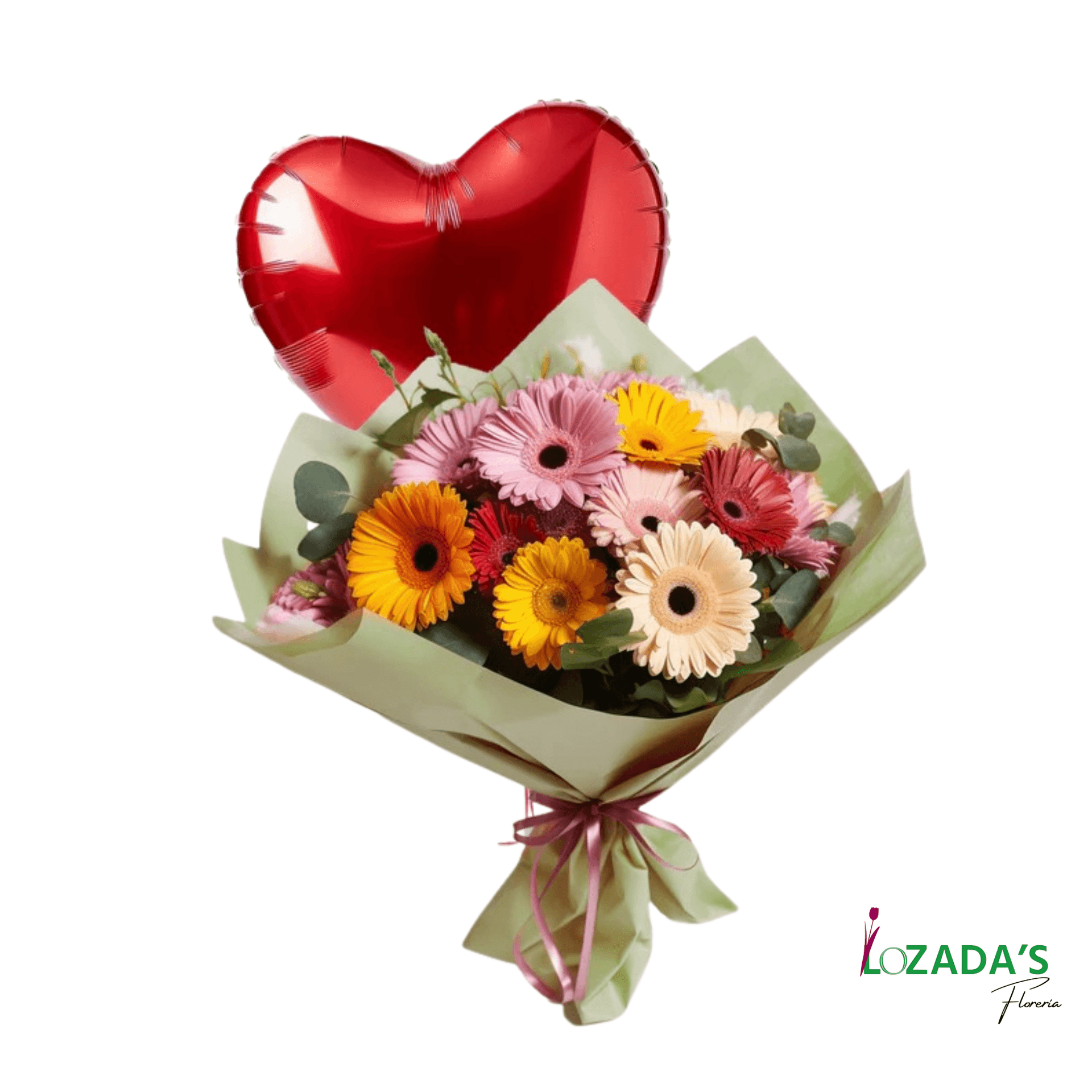 Arreglo San Valentín - Primaveral de 12 Gerberas y Corazón - Imagen 1