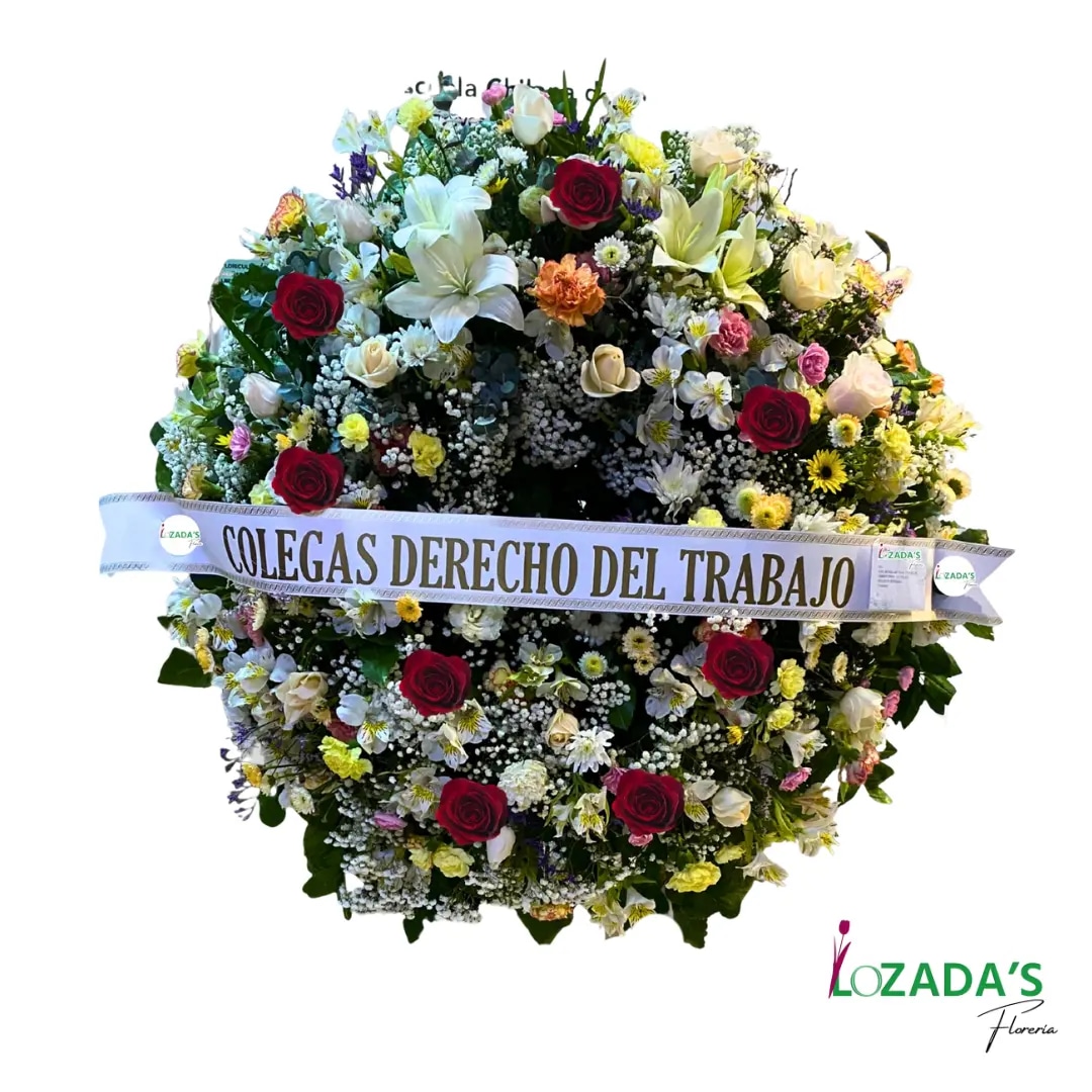Corona de Condolencias con flores Primaverales sin atril